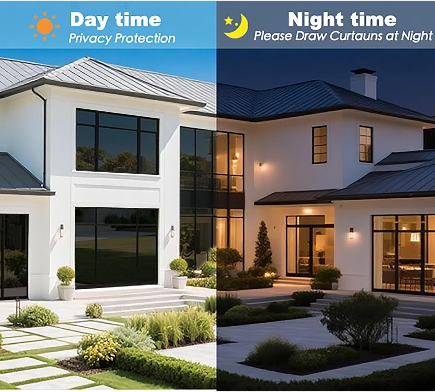 One Way Privacy Window Film, Heat Control Window Tint for Home, Sun Blocking Reflective Window Film See Out Not in, Blackout Film for Windows Office Door (Black, 19.69" × 196.9")
