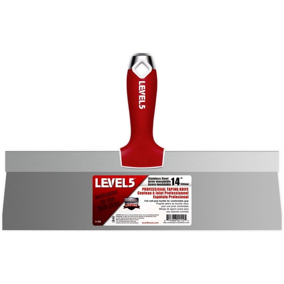 14" Soft-Grip Stainless Steel Taping Knife - LEVEL5 | Pro-Grade | Metal Hammer End | 5-138