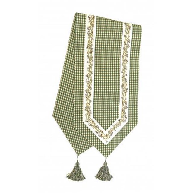 Mr. MJs Trading AG-11297-13x54 Chemin de Table Côtelé avec Pompons 13 x 54 Po, Vert Berryvine