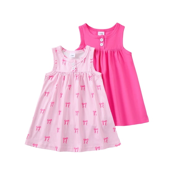 Newborn Girls 2PCS Stripe Dress 3 Months Girls Summer Dress 6 Months Girls Sundress Sleeveless Dress Solid Color Dress Pink