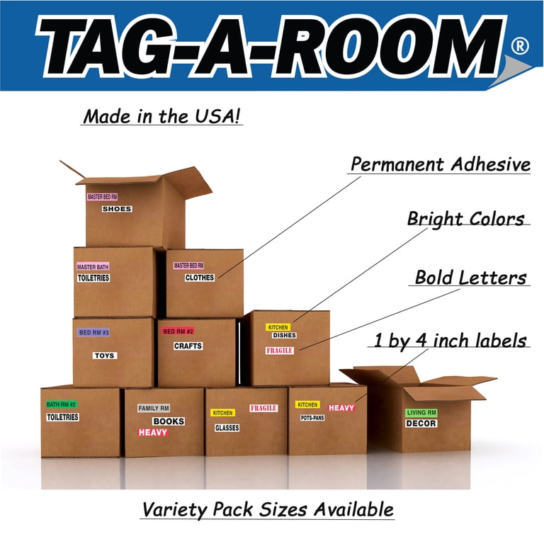 Moving Stickers Packing Labels For Moving Boxes Tag-A-Room Color-Coded ...