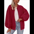 thumbnail image 1 of Sudaderas Oversize con Cremallera para Mujer, Moda de Otoño, Abrigos Casuales de Larga, Conjuntos de Invierno. Rojo XL, 1 of 10