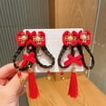 thumbnail image 3 of vnanda New Year Hairpins 1 Pair Girls Hairpins Chinese Style Tassel Plush Ball Fake Braided Hair Bow Decor Anti-slip Festive Photo Prop New Year Hair, 3 of 8