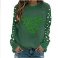 thumbnail image 2 of Sweatshirts for Women Ladies Tops Sweatshirt Casual Long Sleeve Pullover Loose Fit Blouses Spring Winter Dressy Jumpers Shirts Elegant Comfy Sweaters Green L, 2 of 5