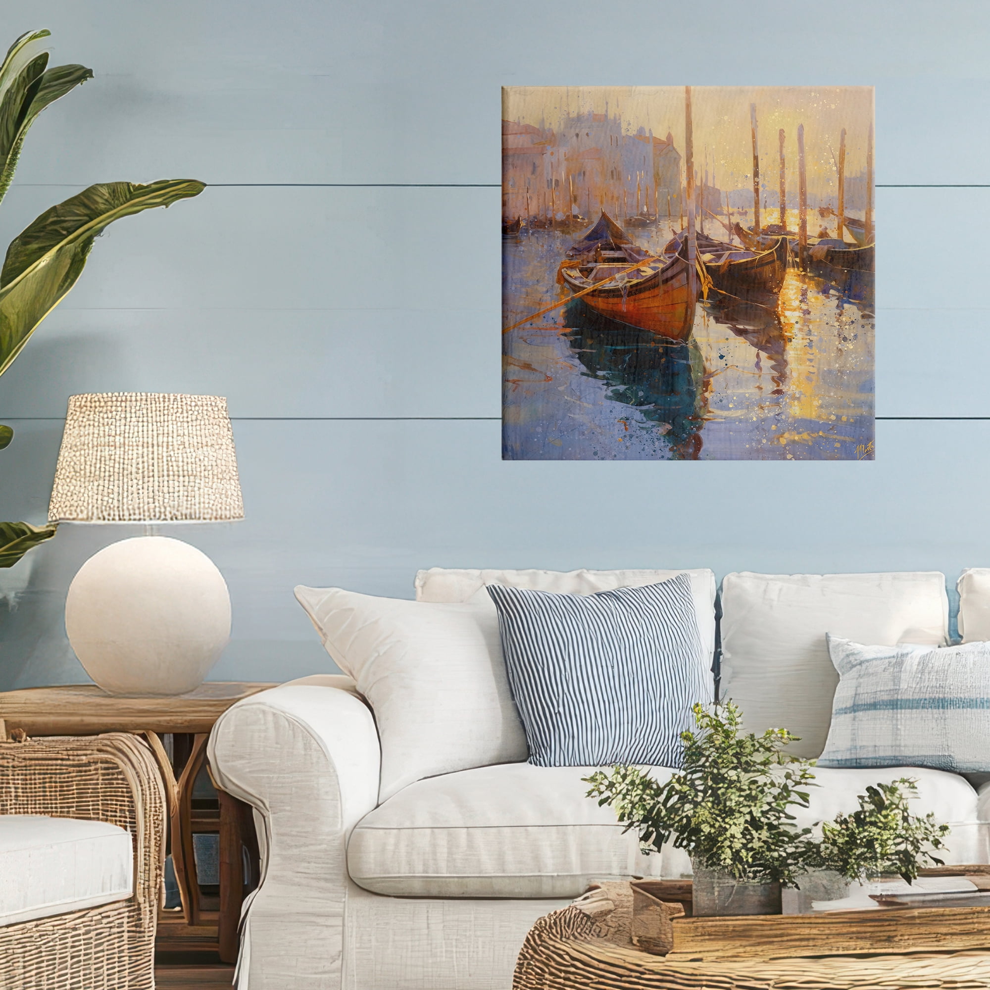 Stupell Industries Speckled Venice Boats Canvas Wall Art, design by Marta Wiley