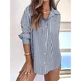 thumbnail image 5 of SOMER Striped Button Down Shirts for Women Dress Shirts Long Sleeve Shirts Casual Collared Office Work Shirt with Pocket, 5 of 8