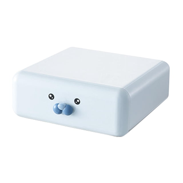 Organizador de escritorio con cajón para guardar artículos diversos, ideal para la oficina y el hogar. focas azules