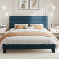 thumbnail image 6 of Amolife King Bed Frame, Platform Bed Frame with Fabric Upholstered Headboard, Navy Blue, 6 of 8