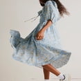 thumbnail image 3 of POINTERTECK Robe Florale Femme Ligne A Col Carré Manches 3/4 Robe Longue de Soirée, 3 of 9
