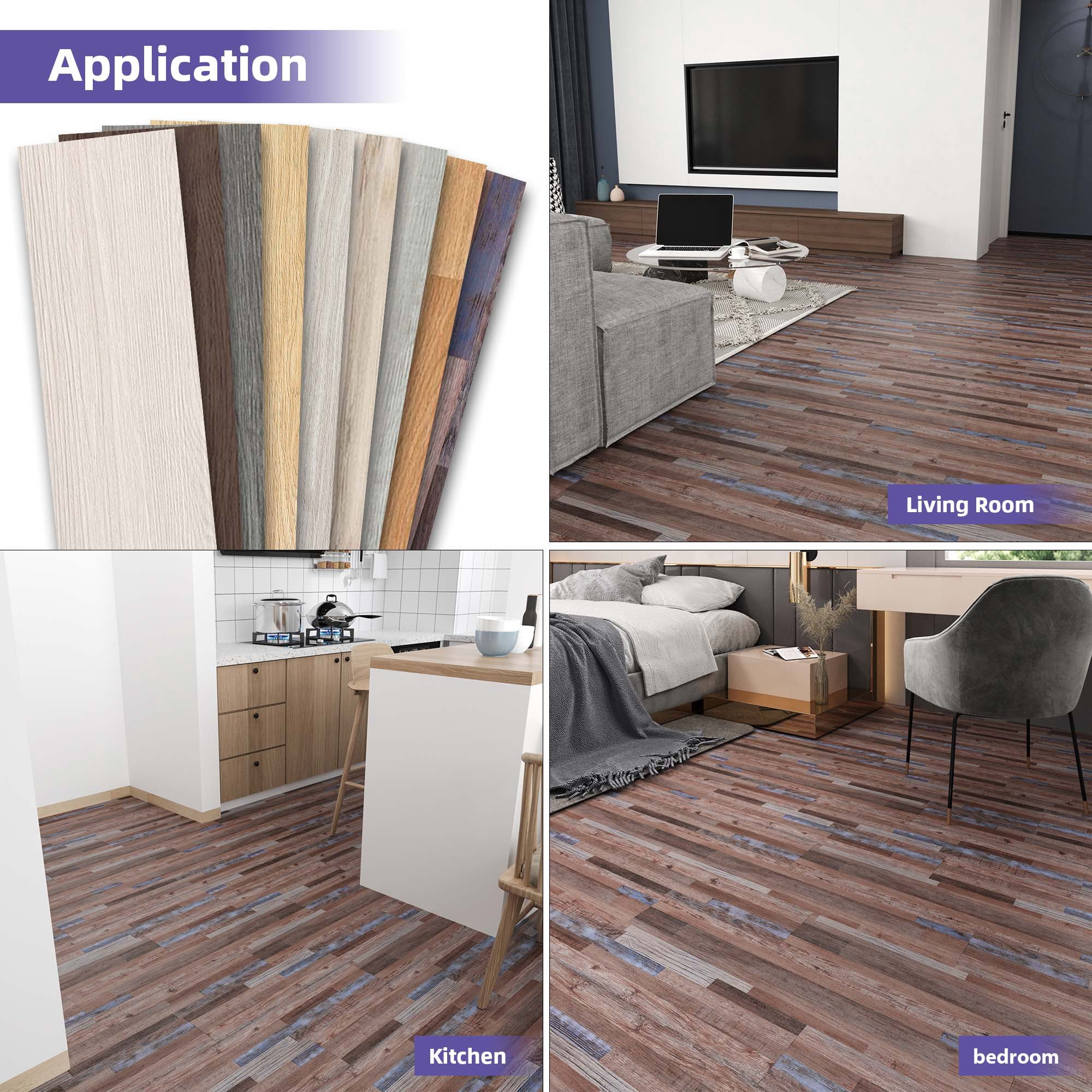 36-Pieces Aged Wood 12 MIL x 6 in. W x 36 in. Peel and Stick Vinyl Plank Flooring, Water Resistant PVC floor (54 sq.ft./Box)