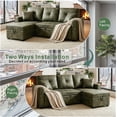 thumbnail image 6 of Gewnee Convertible Sofa Bed,Sectional Sleeper Sofa with Pull Out Bed & Storage Chaise,L-Shaped Couch for Living Room.Olive Green Foil Fabric, 6 of 14