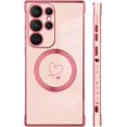 thumbnail image 4 of for Samsung Galaxy S23 Ultra 5G Case [Support Magsafe] Love Heart Pattern Magnetic Plating Luxury Elegant Case Camera Protector Soft TPU Shockproof Corner Back Cover -Pink, 4 of 11