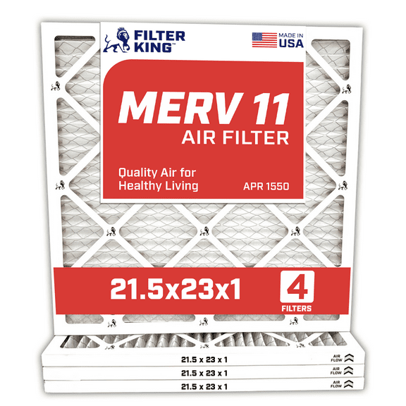 Filter King 21.5x23x1 Air Filter | 4-PACK | MERV 11 HVAC Pleated A/C Furnace Filters | MADE IN USA | Actual Size: 21.5 x 23 x .75"