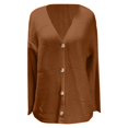 thumbnail image 4 of Wang6 Womens Lightweight Plus Size Cardigan Sweaters Fall Red Open Front Button down Knit Sweater Elegant Long Sleeve Loose Knitted Tops Ladies V Neck Solid Outwear Brown XXL, 4 of 4