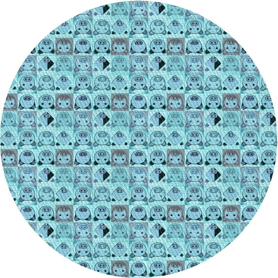 Ahgly Company Machine Washable Indoor Square Transitional Glacial Blue Ice Blue Area Rugs, 3' Square