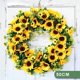 thumbnail image 2 of Corona de girasol artificial de 20 pulgadas, corona de flores amarillas para puerta de entrada, pared, ventana, decoración colgante, puerta de entrada, casa de campo (metálica, 20 pulgadas), 2 of 7
