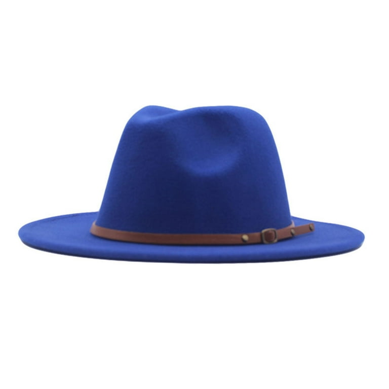 JDEFEG Hats for Men Women L A Gear Fedora Buckle Wide Classic Hat Floppy  Wool Panama Womens Hat Belt Baseball Caps Satin Baseball Cap Bucket Hat  Blue 