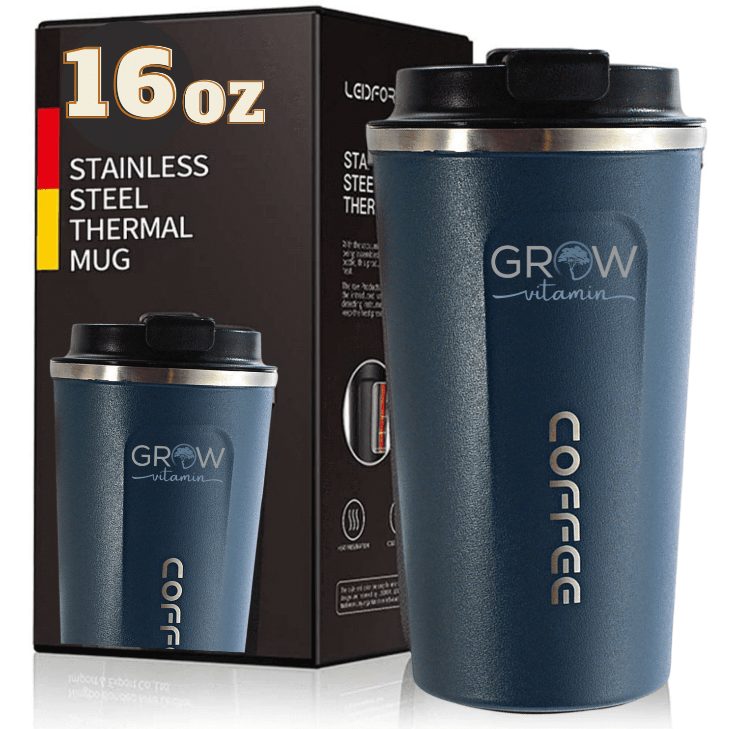Insulated Travel Coffee Mug Cup Thermal Stainless Steel Double Wall Leakproof