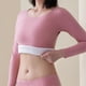 thumbnail image 5 of Camisetas de manga larga para mujer, 3 piezas, cuello redondo, elásticas, ajustadas, con capas, 5 of 8