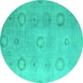 thumbnail image 1 of Ahgly Company Machine Washable Indoor Round Abstract Turquoise Blue Modern Area Rugs, 3' Round, 1 of 4