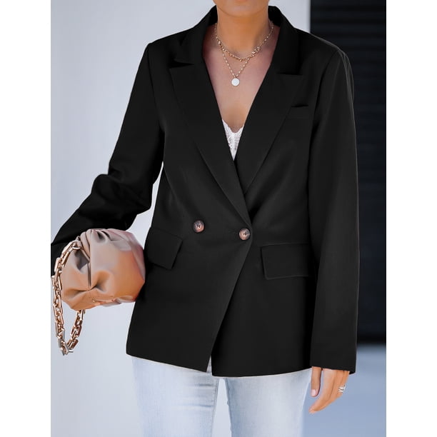 luvamia Black Blazer for Women Work Casual Office Long Sleeve