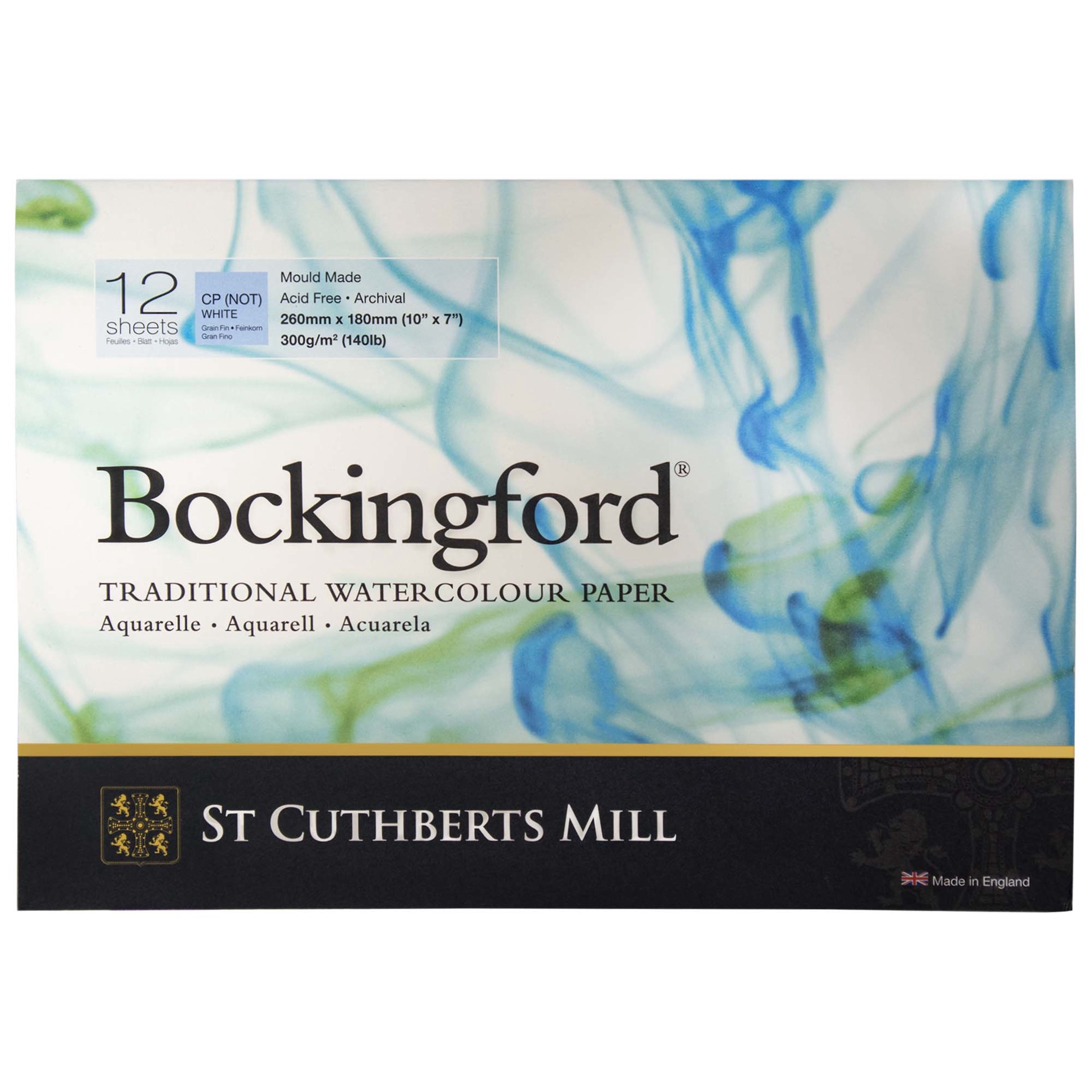 St Cuthberts Bockingford Watercolor Pad, Cold Pressed, Glue Binding, 140lb/300gsm, 12 Sheet, 7x10 inch, Pack of 2