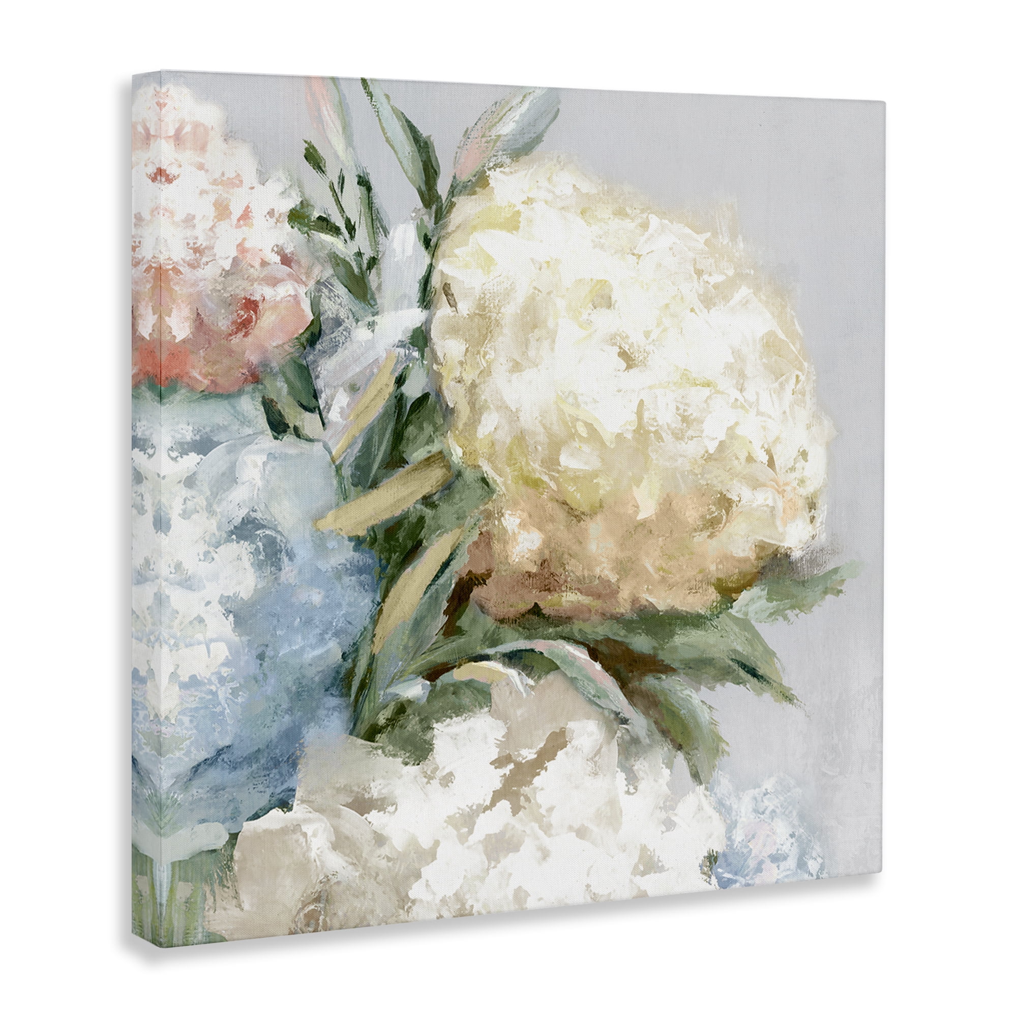 Stupell Industries Close Up Hydrangea Blossom Plants & Flowers Painting Wrapped Canvas Art Print Wall Art, 17 x 17