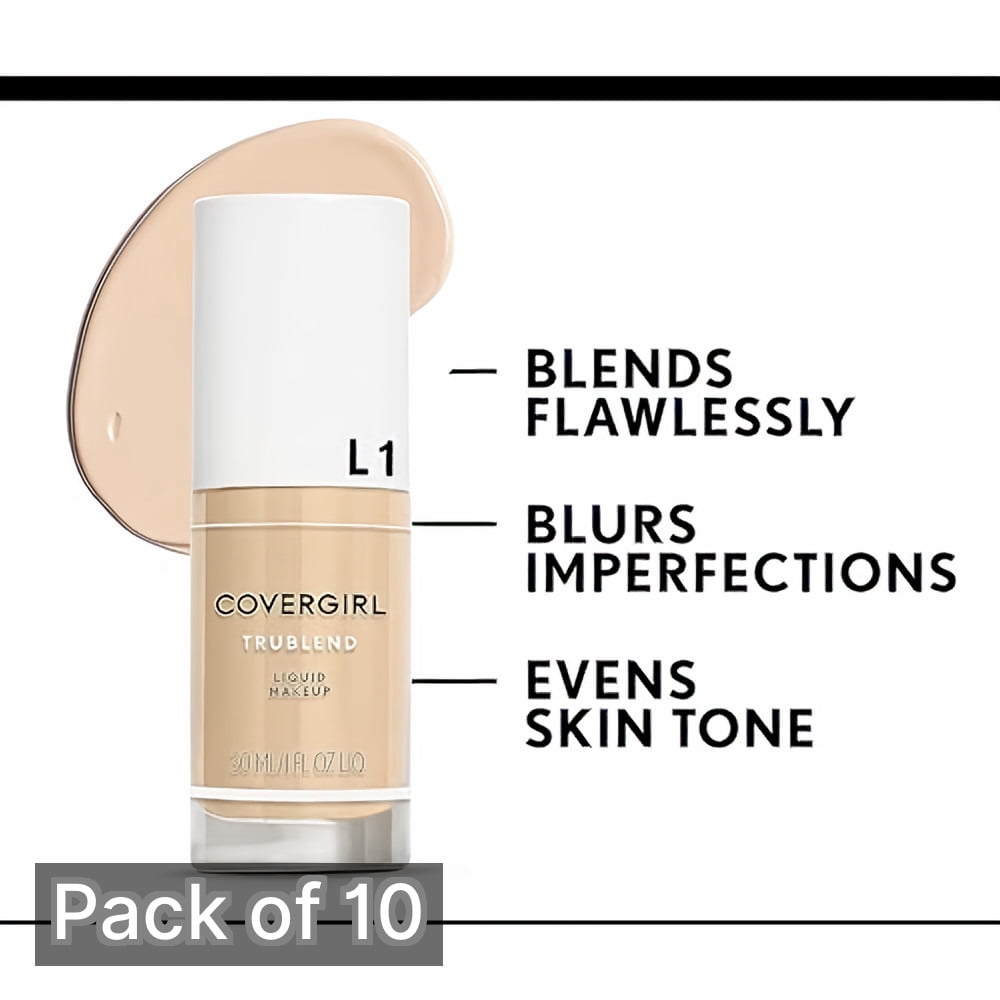 CoverGirl TruBlend Liquid Foundation, L-1 Ivory, 1 oz (Pack of 10)