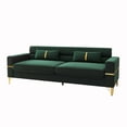 thumbnail image 4 of Modern Velvet Upholstered Sofa Couch with Gold Metal Legs Removable Cushions Square Arms for Living Room Office Bedroom, 4 of 11