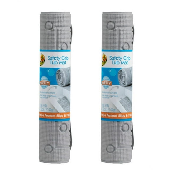Duck Gray Safety Grip PVC Non-Slip Bath Mats, 36" x 17"(2 Piece)
