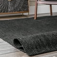 nuLOOM Rigo Hand Woven Farmhouse Jute Runner Rug, 2' 6" x 6', Black