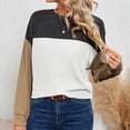 thumbnail image 3 of Spring Savings Clearance Lindreshi Sweatshirts for Women Loose Fit Clearance Women's Solid Color T-Shirt Long Sleeves Blouse Wooden Ear Neck Casual Button Tops, 3 of 8