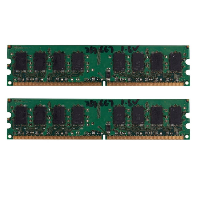 2X 2 Go DDR2 PC2-5300 667MHz 240Pin 1.8V Mémoire DIMM de Bureau pour Intel, pour AMD(2 Go/667)