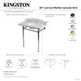 thumbnail image 4 of Kingston Brass KMS36228M80 Wesselman 36" Carrara Marble Console Sink with Stainless Steel Legs (8-Inch, 3-Hole), Carrara Marble White/Matte Black, 4 of 4
