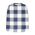 thumbnail image 5 of Lenpel Women's Tops Flannel Casual Crew Neck Plaid Long Sleeve Shirts Fuzzy Warm Pullovers Loose Plush Sweatshirts(Blue,XX-Large), 5 of 5