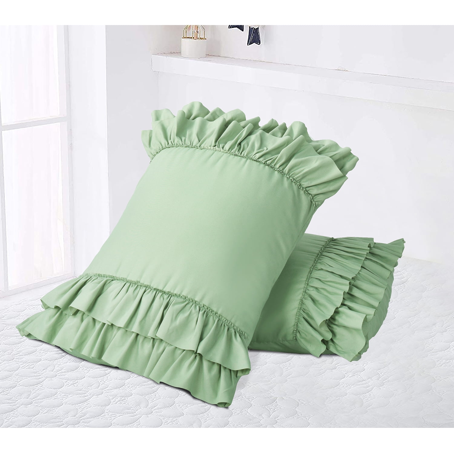 Set of 2 Classic Ruffle Decorative Pillow Shams