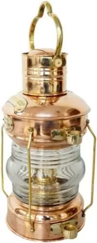 12" Vintage Brass Copper Anchor Oil Lamp Collectible Nautical Maritime Ship Lantern Oil lamp Boat Light