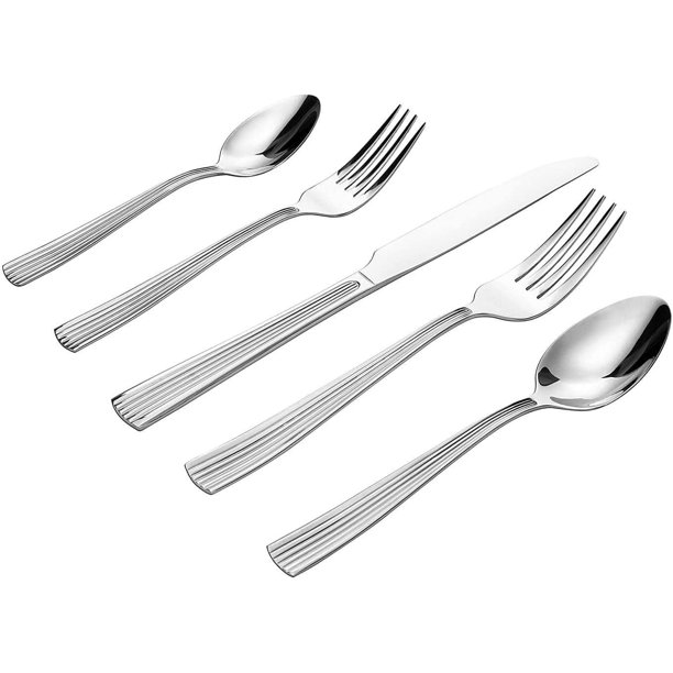 KitchenTrend 20 Piece Stainless Steel Silverware Set, Service for 4 in Dishwasher Safe, Empire