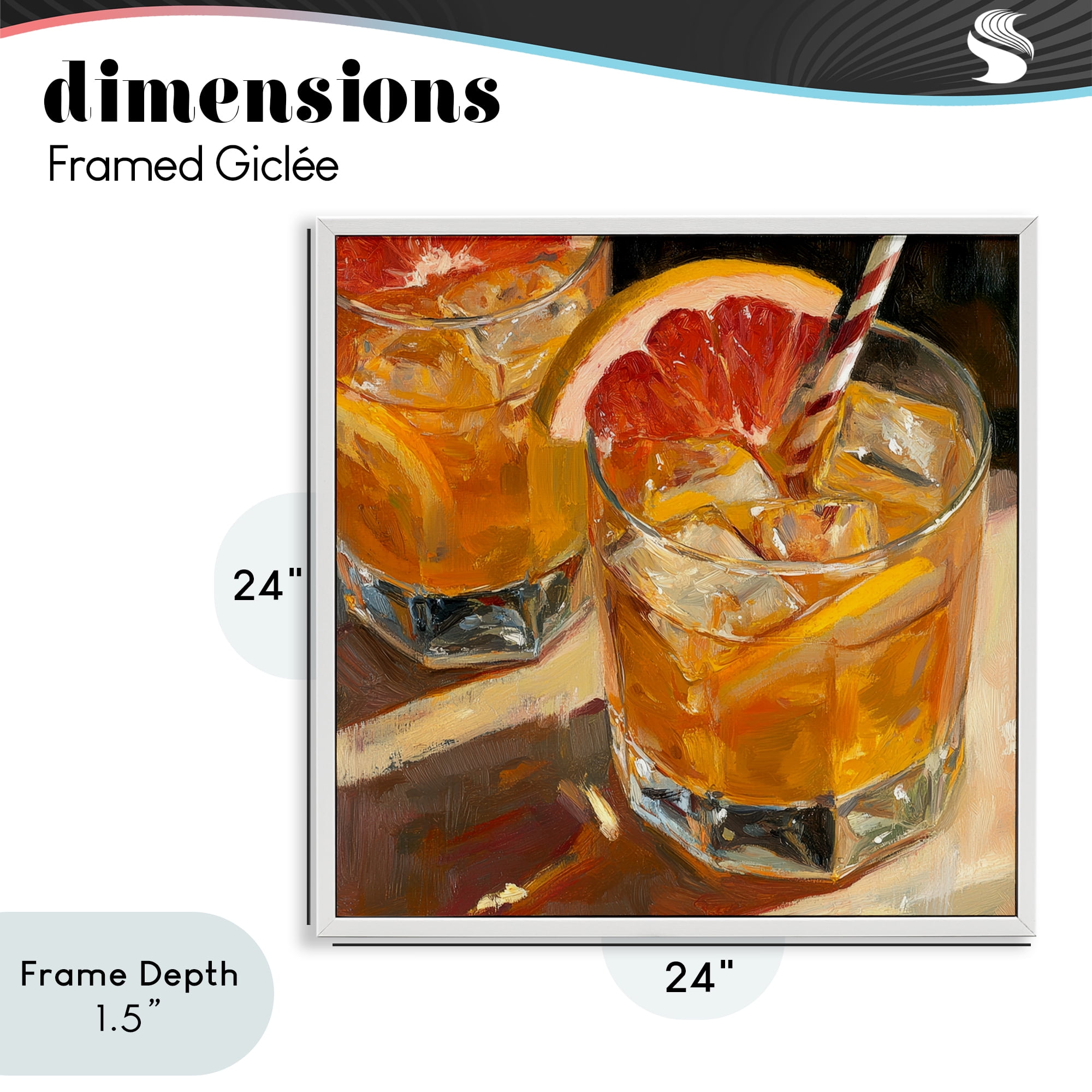 Stupell Industries Grapefruit Cocktail with Ice Cubes White Framed Giclee Art, design by Petal Prints Design