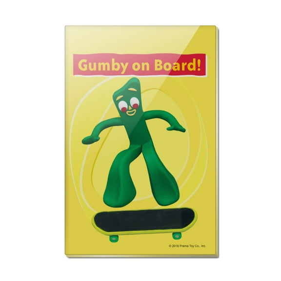 Gumby On Board - Skateboarder Skater Rectangle Acrylic Fridge Refrigerator Magnet