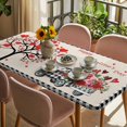 thumbnail image 3 of Valentine's Day Table Cloths for 6 Foot Rectangle Tables, Love Heart Roses Black White Plaid Romantic Rustic Patio Waterproof Elastic Fitted Tablecloths, Washable Rectangular Table Cover for Camping, 3 of 8