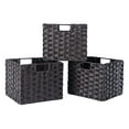 thumbnail image 1 of Melanie 3-Pc Foldable Woven Fiber Basket Set, Chocolate, 1 of 7
