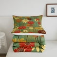 thumbnail image 4 of Groovy Daisy Queen Bedding Set Women,Vintage Floral Comforter Set Teens Adult,Red Orange White 1960S 1970S Flowers Down Comforter,Abstract Green Aesthetic Bed Set 3Pcs, 4 of 6