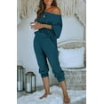 thumbnail image 5 of PRETTYGARDEN Women's 2 Piece Ribbed Tracksuit Outfits Off Shoulder Long Sleeve Pullover Lounge Pants with Pockets, 5 of 9