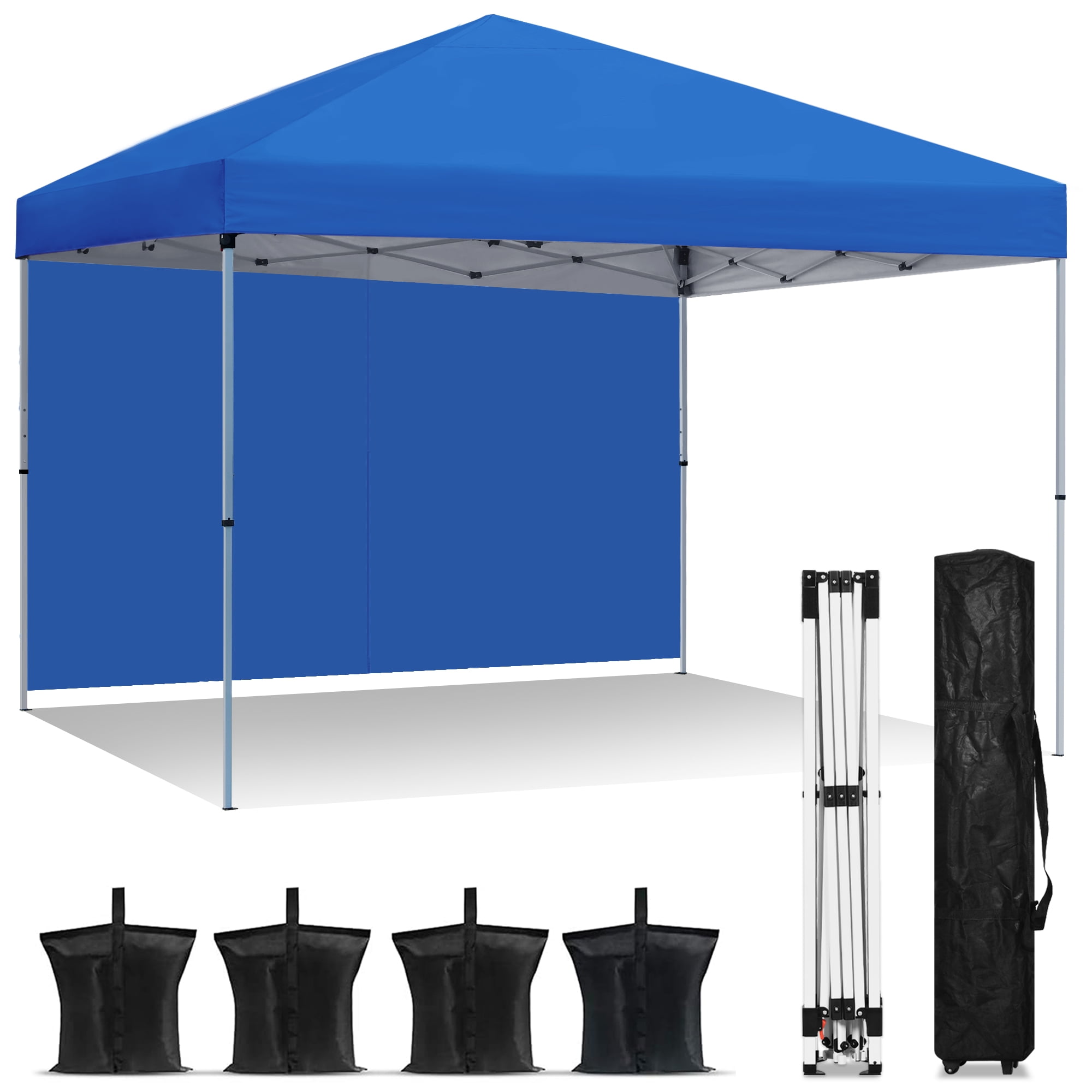 Uforic 10 ft x 10 ft Easy Pop up Outdoor Canopy Tent with 1 Removable Sidewall, Blue