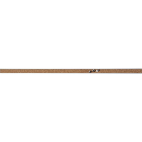 Lorell Cork Strip Bulletin Bar - 48" Width - Cork Surface - Self-healing, Fade Resistant, Self-sealing - Anodized Aluminum Frame - 3 / Bundle