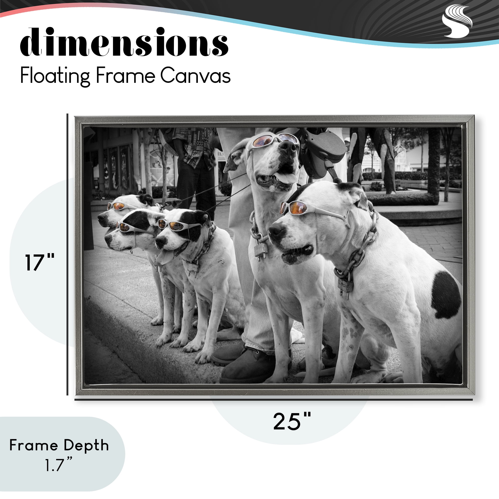 Stupell Industries Afternoon Stroll Pups Gray Framed Floater Canvas Wall Art, design by Scott Henderson