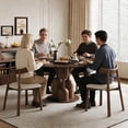 thumbnail image 6 of Montary 59-inch Wabi-Sabi Oak Round Dining Table Set with 4 Chairs & 35-inch Floating Glass Lazy Susan, Handcrafted Japanese Style Sculptural Solid Wood Dining Set for Living Room & Restaurant, 6 of 9