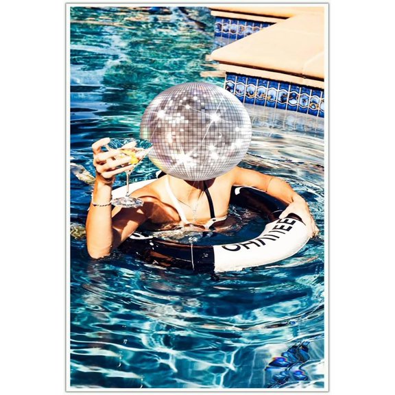 Vintage Pink Poker Posters Cute Funny Cocktail Casino Dice Chips Canvas Wall Art Cool Funky Alcohol Drinks Cherry Disco Ball Wall Decor for Dorm Bar Party Kitchen