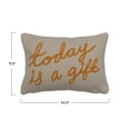 thumbnail image 2 of Creative Co-Op Embroidered Cotton Lumbar Pillow with "Today Is A Gift" Design, Cream and Mustard, 2 of 10